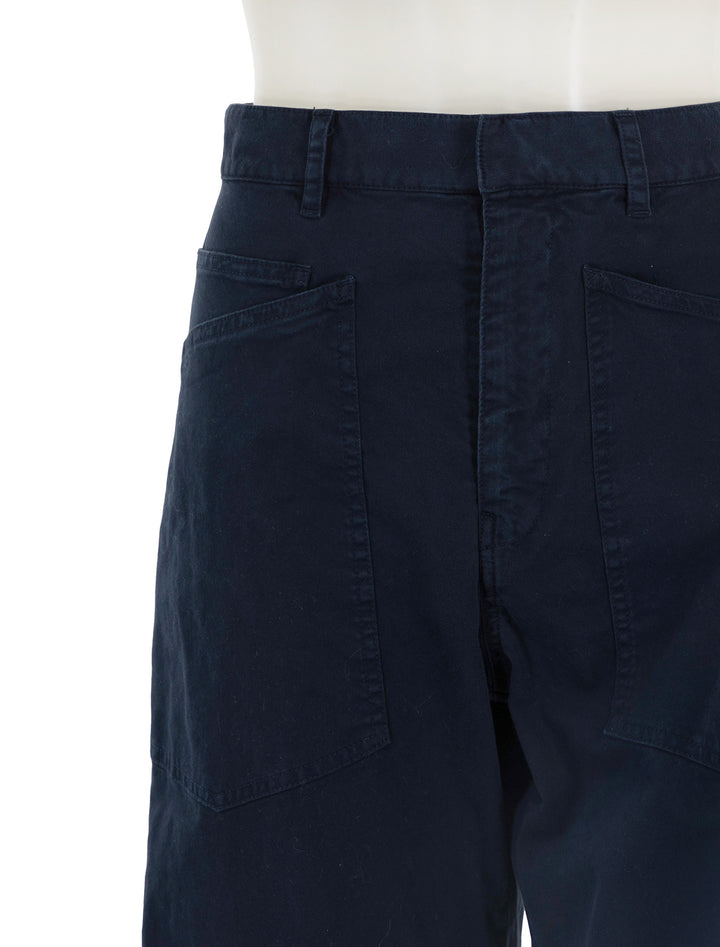 close up view of shon pant in midnight