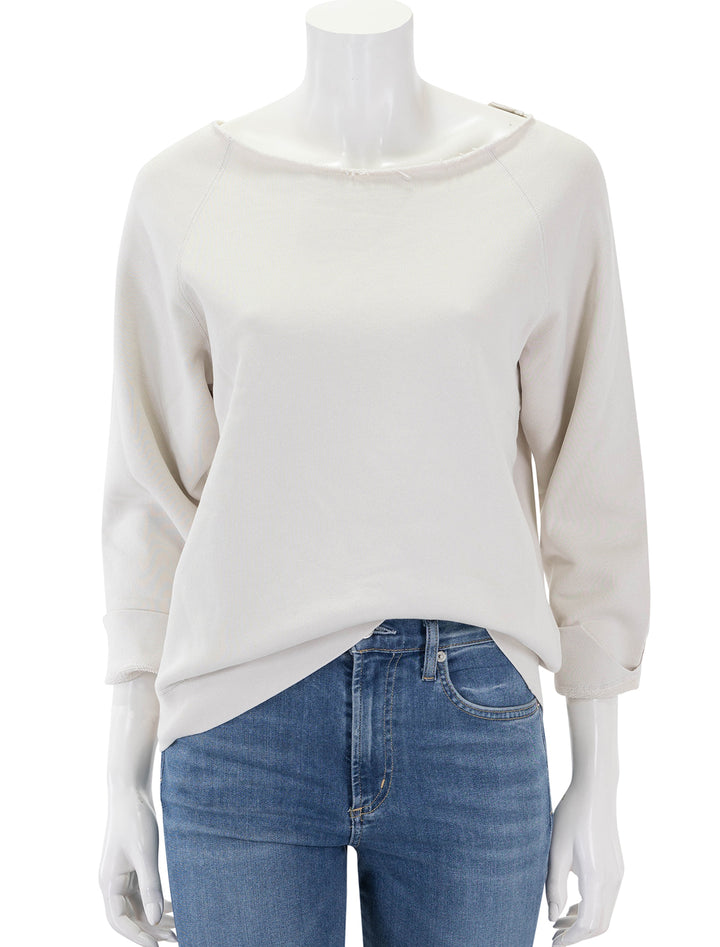 Front view of Nili Lotan's luka scoop neck sweatshirt in chalk.