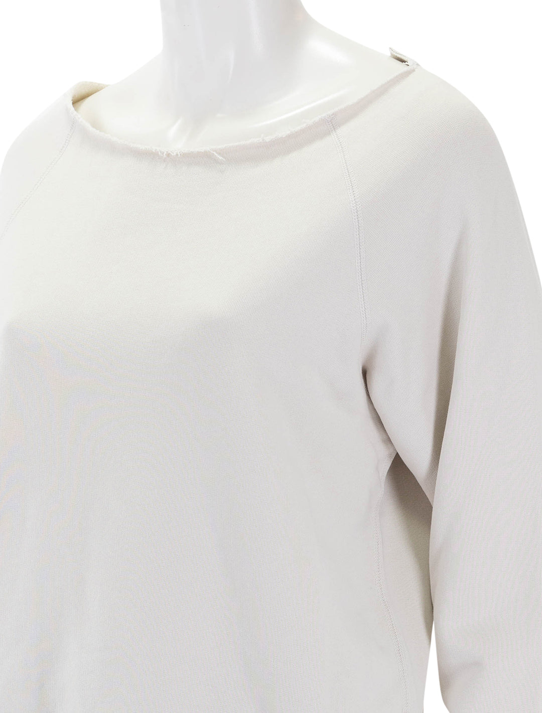 Close-up view of Nili Lotan's luka scoop neck sweatshirt in chalk.