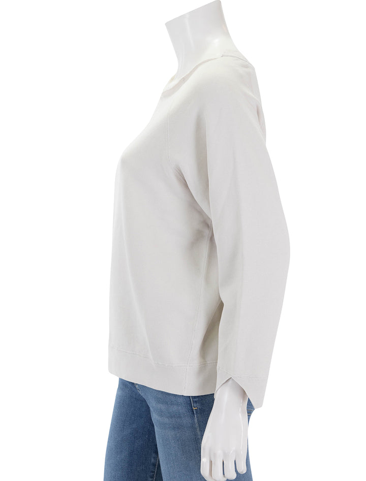 Side view of Nili Lotan's luka scoop neck sweatshirt in chalk.