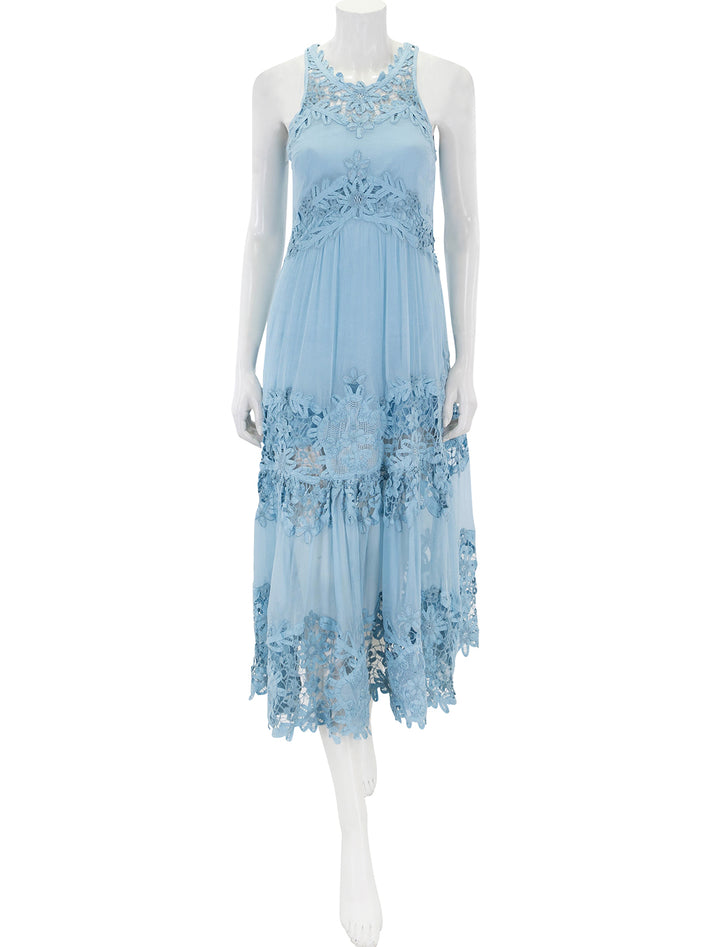 Front view of Sea NY's bente embroidery tank dress in sky.