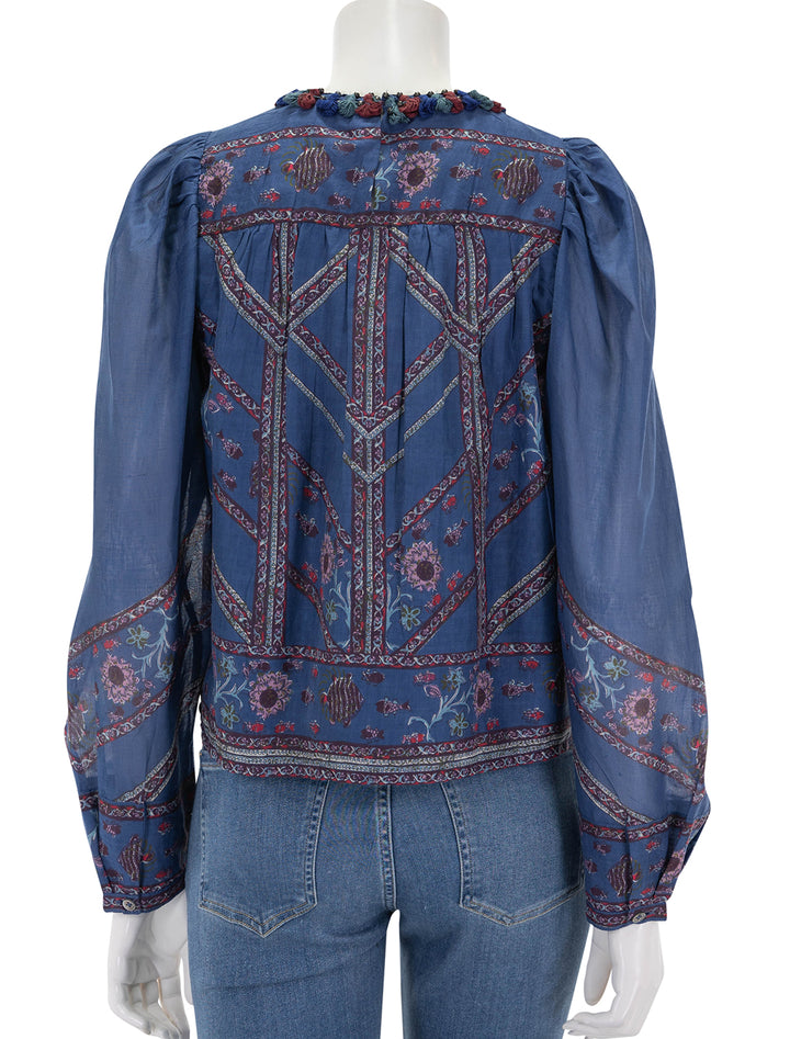 back view of valeria print long sleeve top