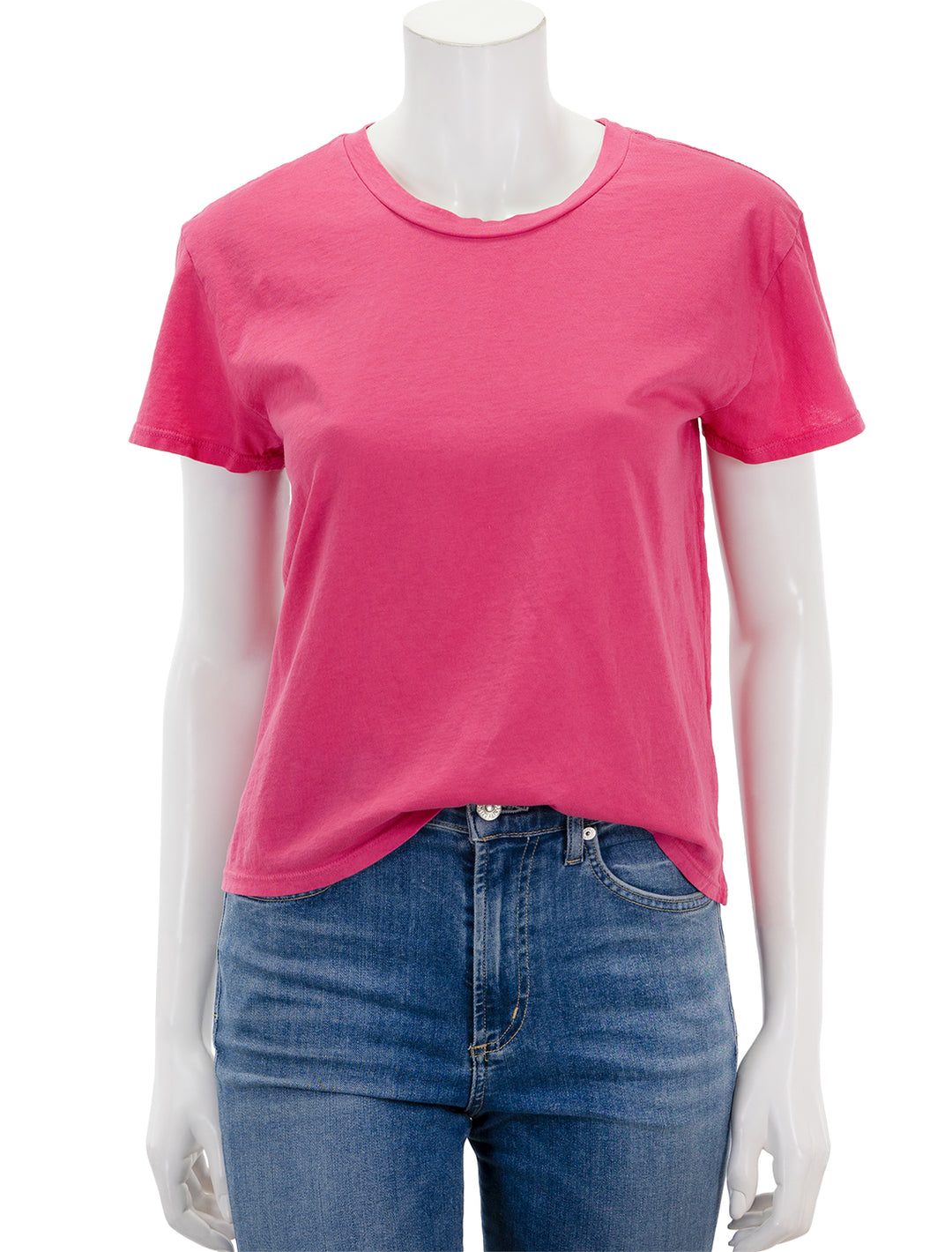 Front view of Perfectwhitetee's harley tee in peony.
