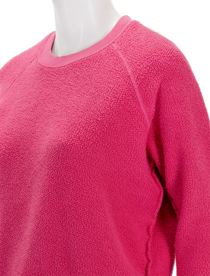 Close-up view of Perfectwhitetee's ziggy inside out crew in peony.