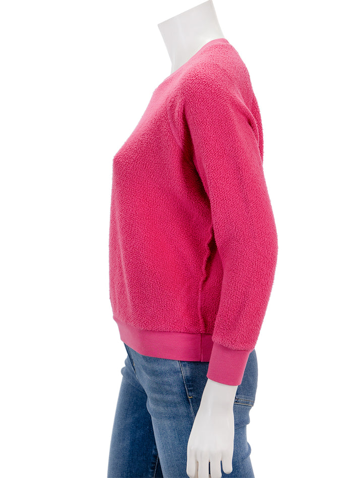 Side view of Perfectwhitetee's ziggy inside out crew in peony.