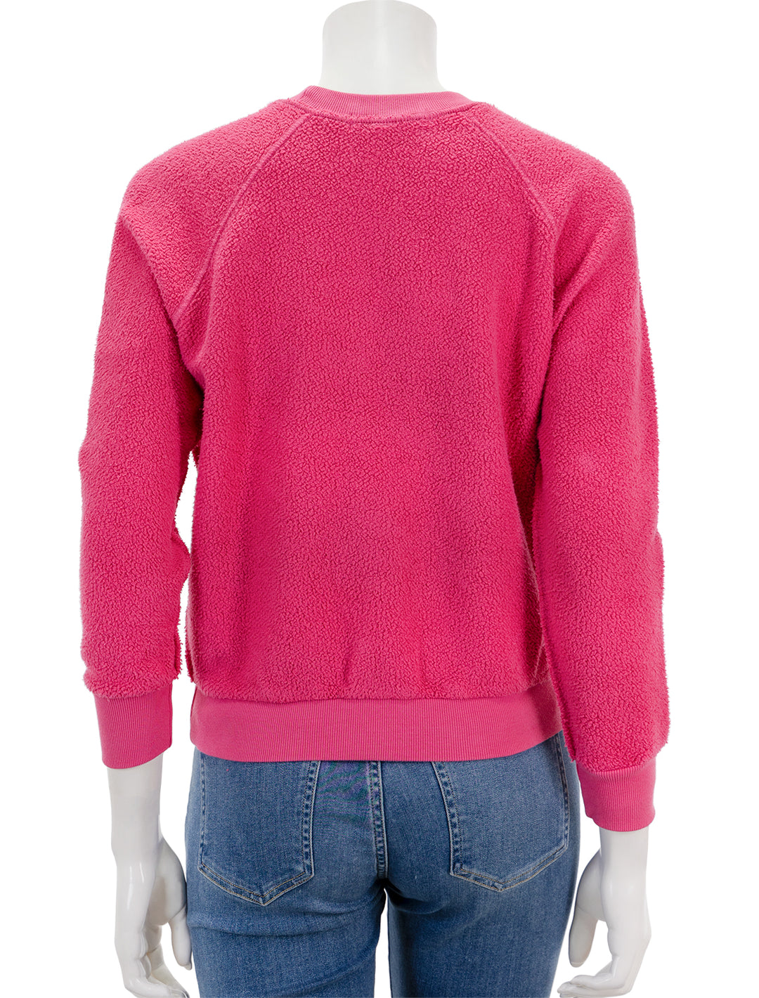 Back view of Perfectwhitetee's ziggy inside out crew in peony.