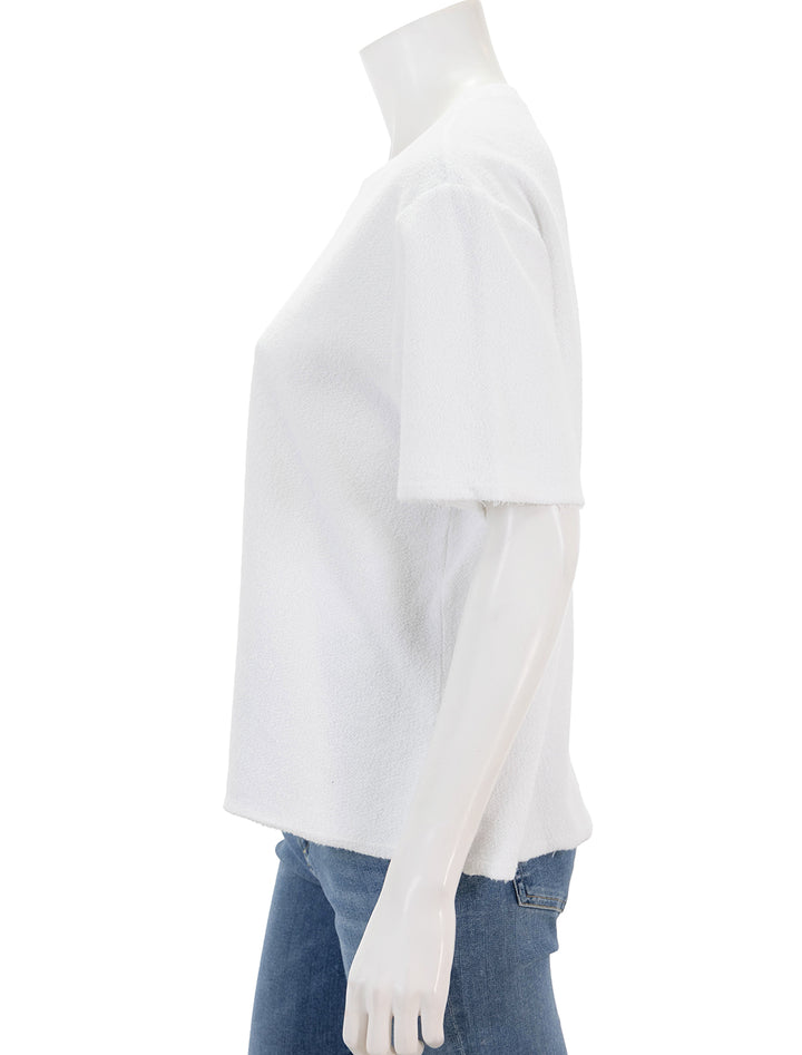 Side view of Perfectwhitetee's demi french terry t-shirt in white.