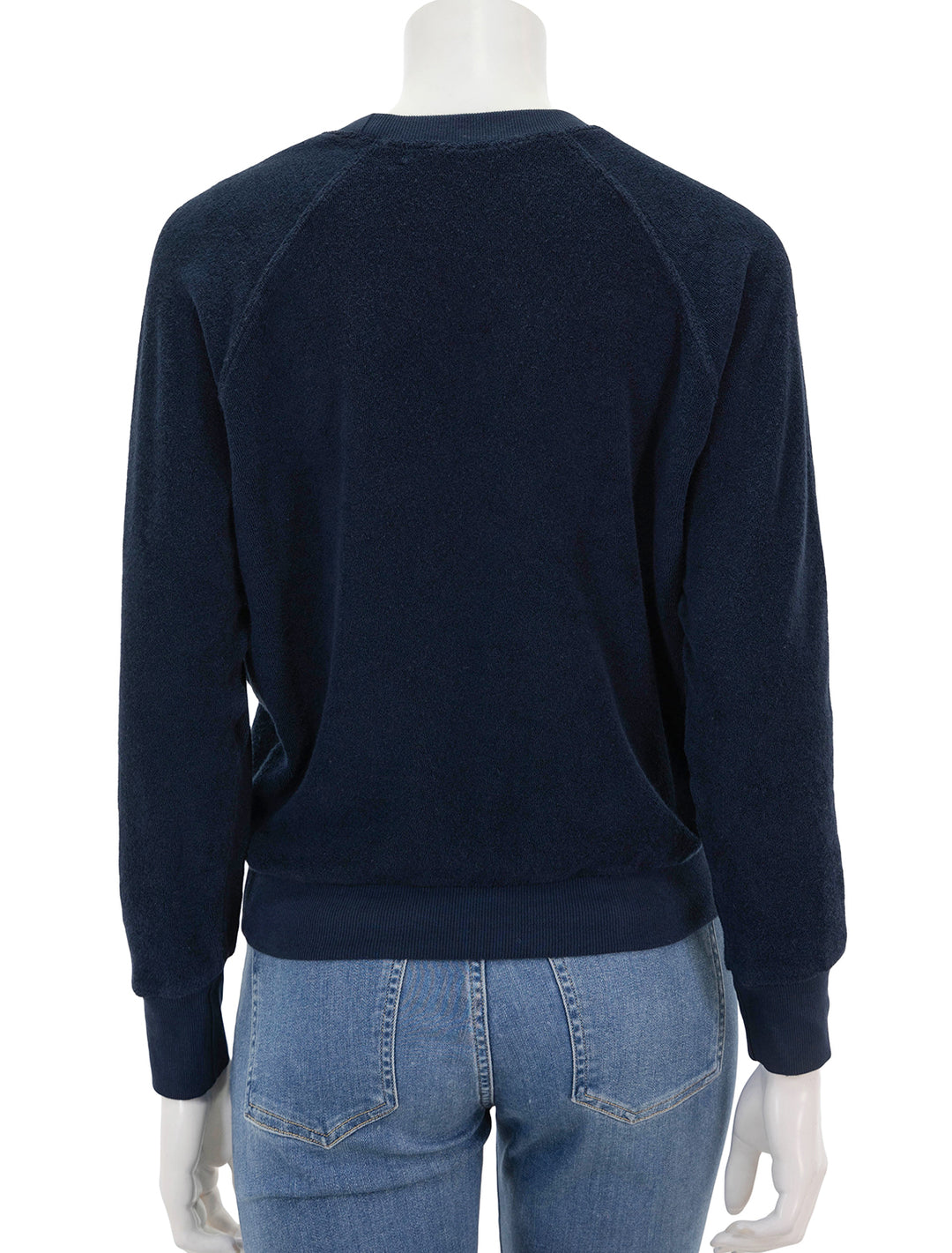 Back view of Perfectwhitetee's saylor terry sweatshirt in navy.