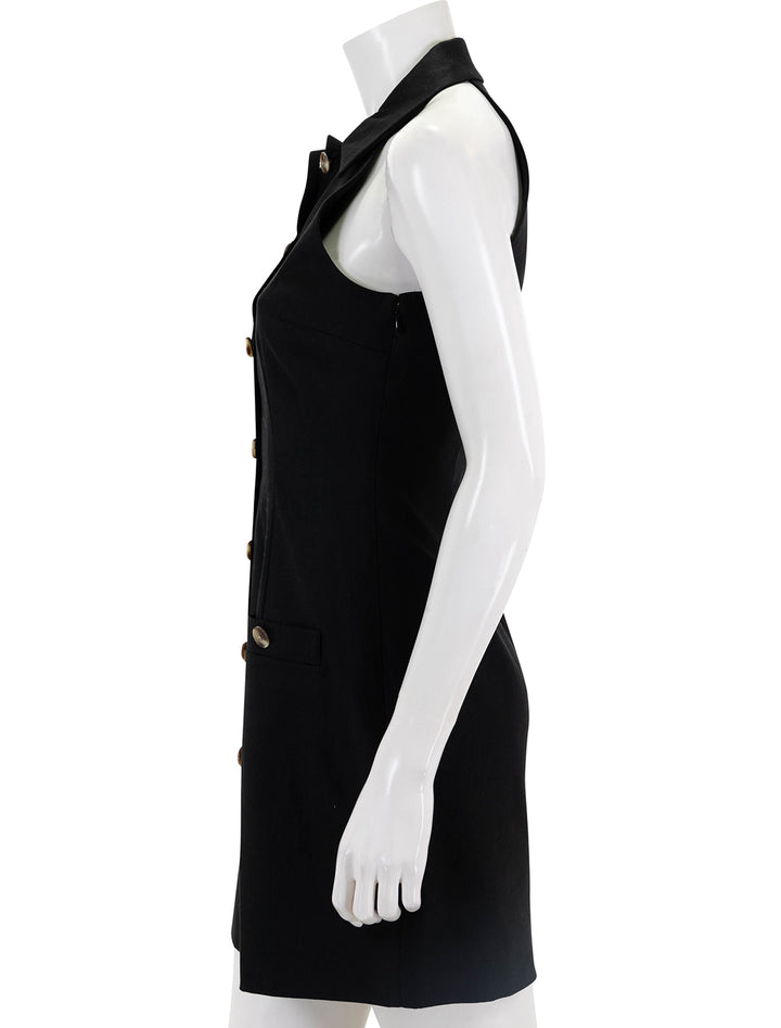 side view of roxanne dress in black