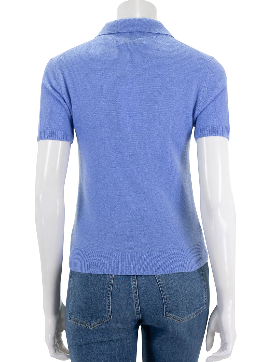 back view of brandt cashmere polo in hydrangea