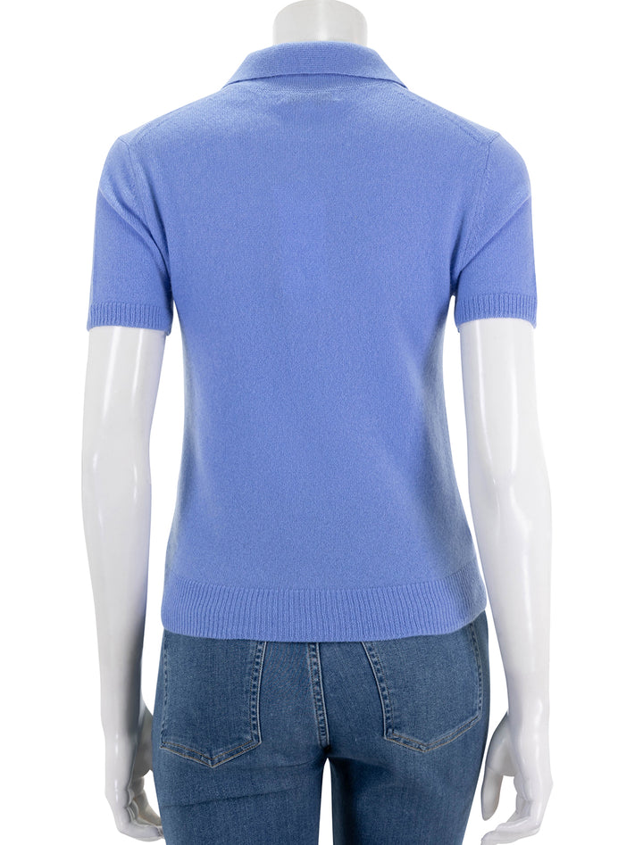 back view of brandt cashmere polo in hydrangea