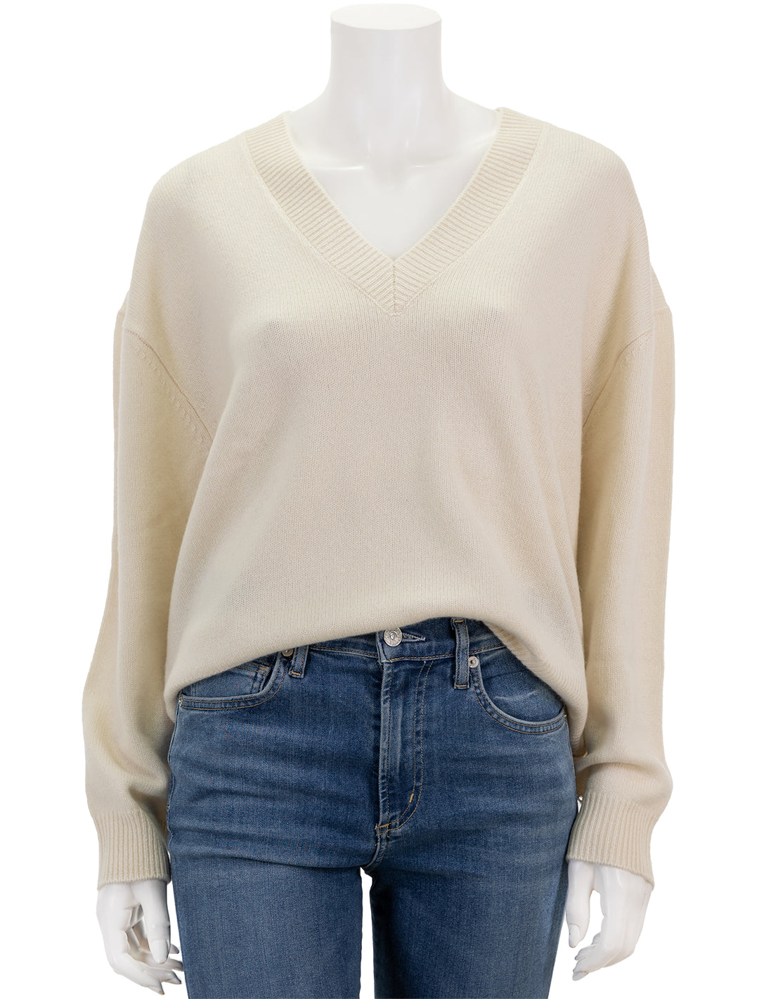 Front view of Anine Bing's lee sweater in ivory.