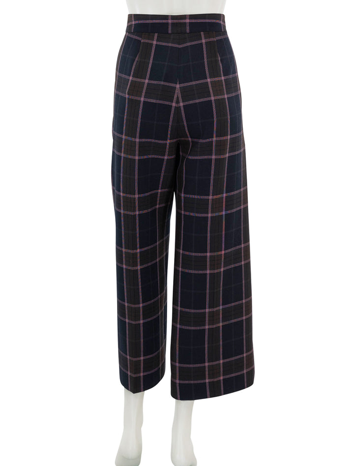 Back view of Smythe's Wide Leg Culotte in Rosewood Plaid.