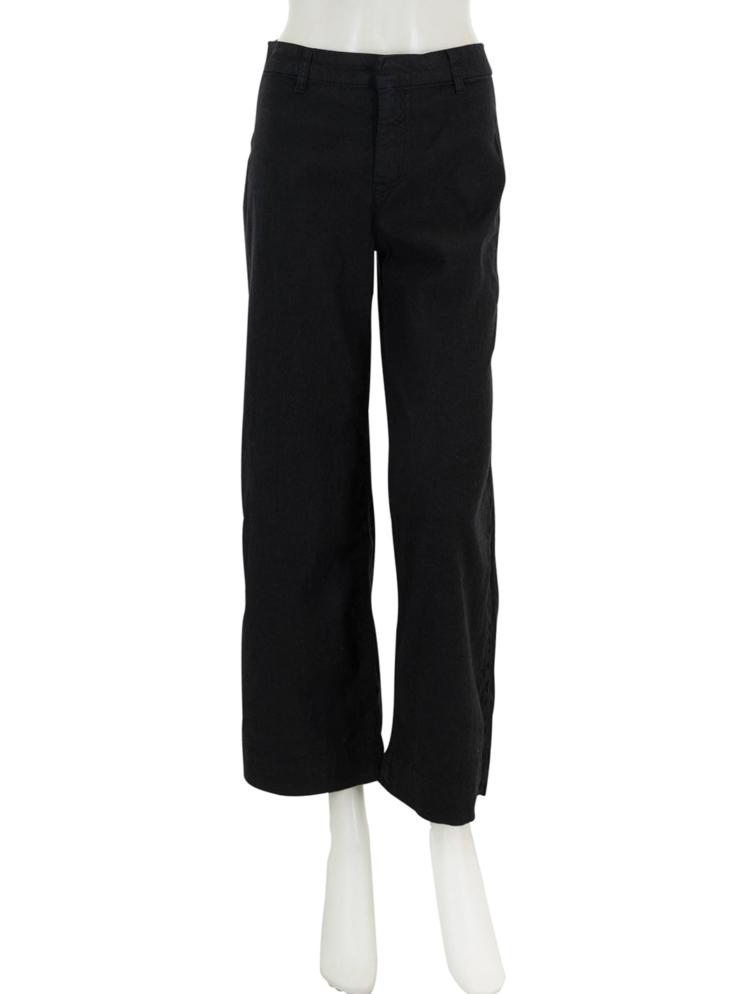 Front view of Frank & Eileen's wexford trousers in black.