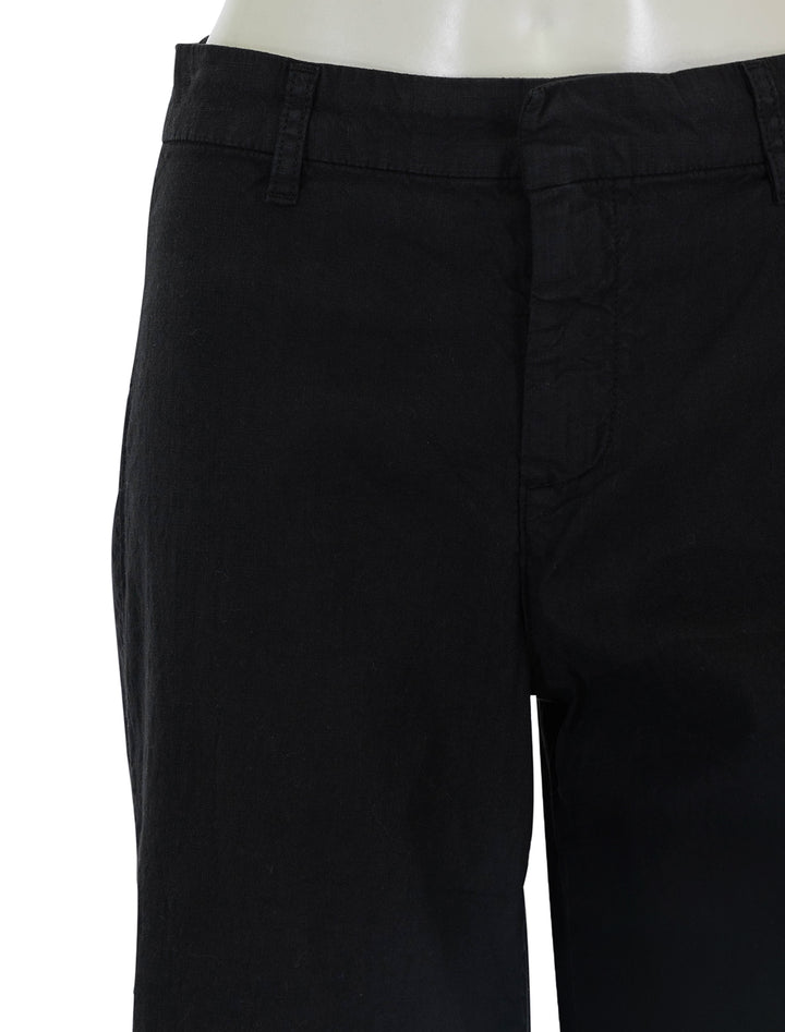 Close-up view of Frank & Eileen's wexford trousers in black.