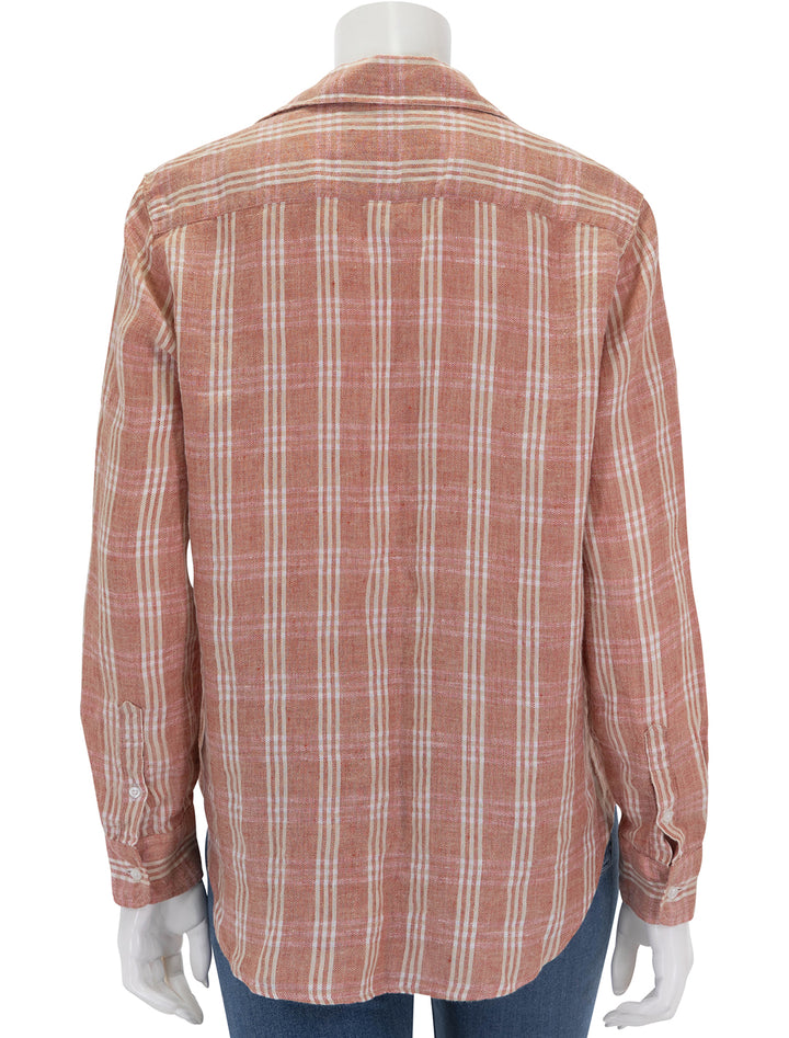 Back view of Frank & Eileen's eileen in red cotton flannel plaid.