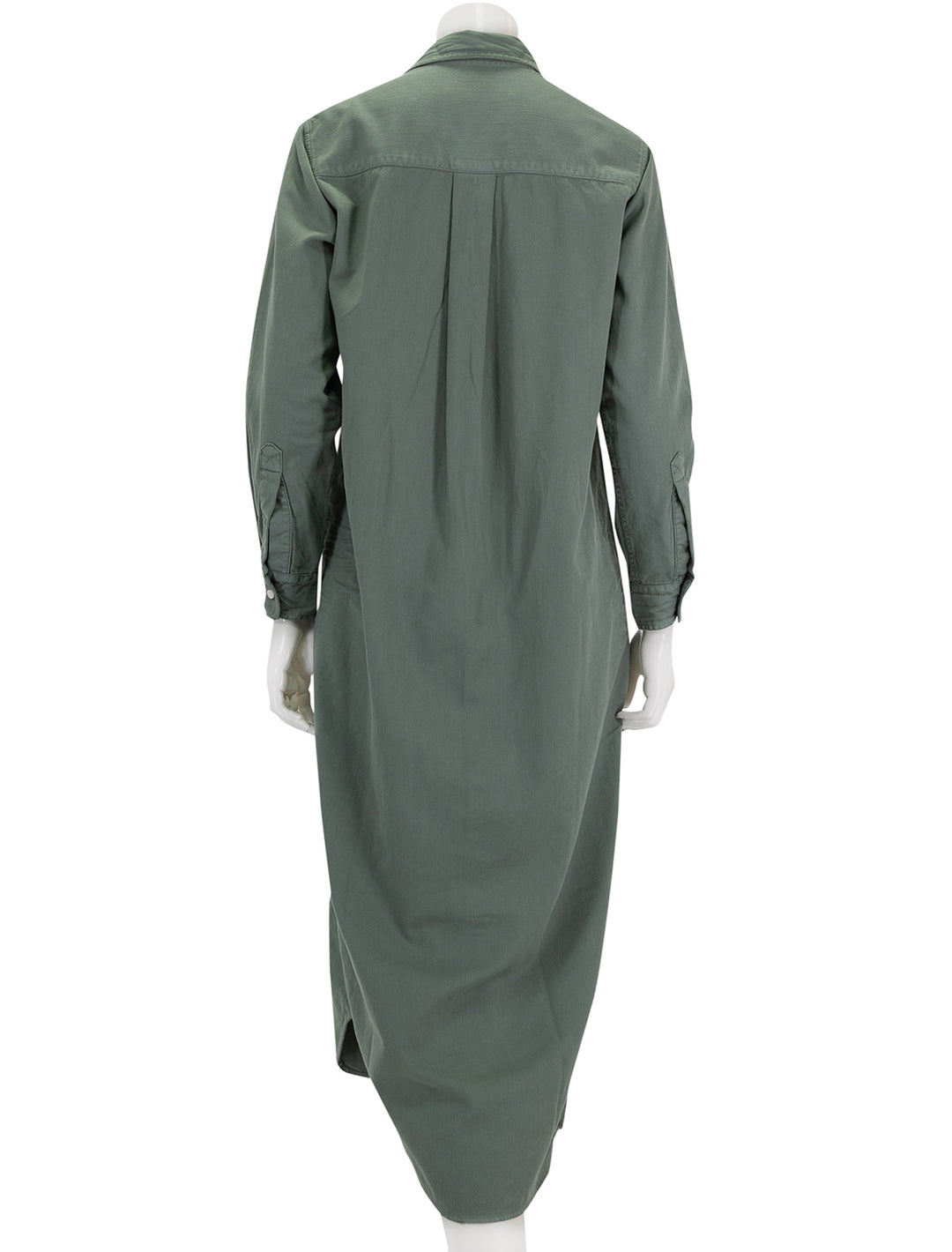 Back view of Frank & Eileen's rory maxi shirtdress in thyme.