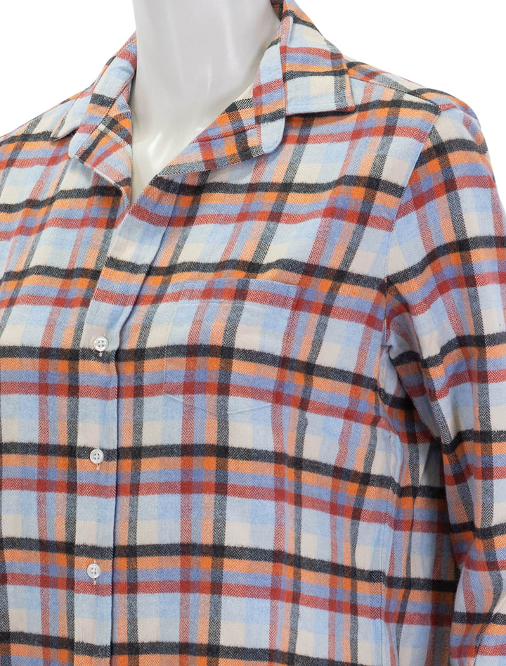 Close-up view of Frank & Eileen's eileen in orange, blue and red plaid.