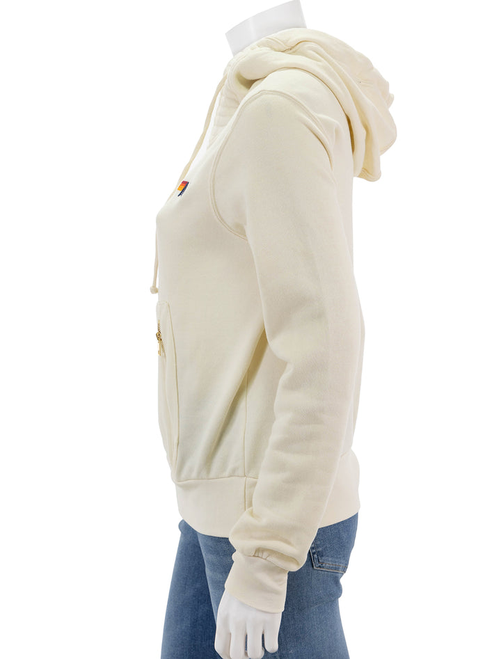 side view of ninja pullover hoodie in vintage white