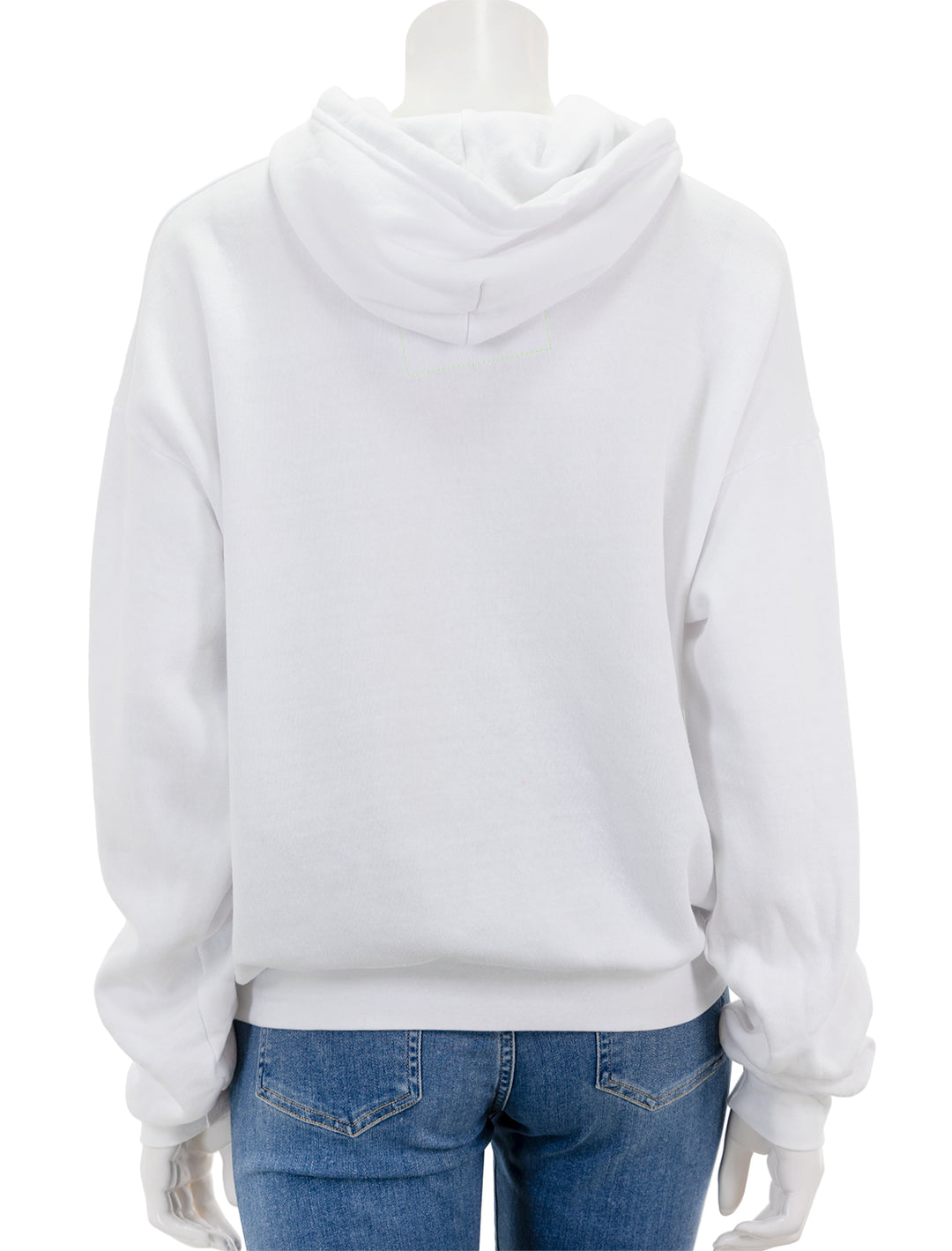 Back view of Aviator Nation's logo pullover hoodie relaxed in white.