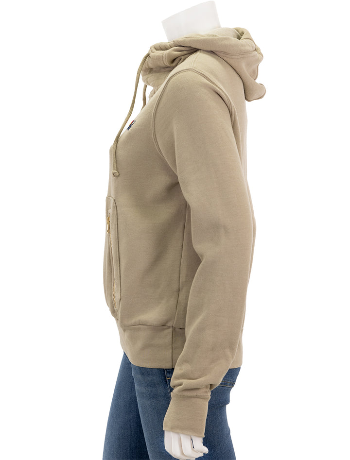 Side view of Aviator Nation's ninja pullover hoodie in sand.