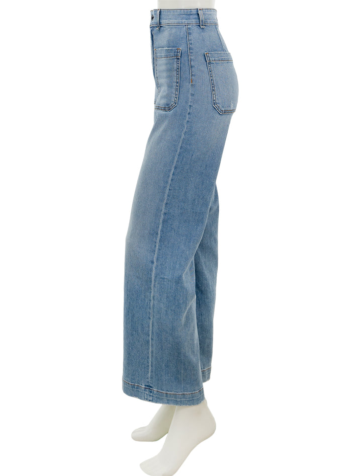 Side view of ASKK NY's sailor pant in water street.