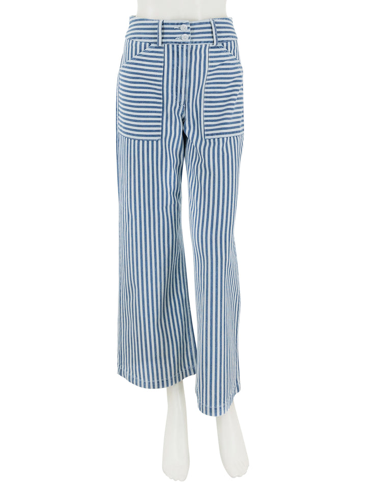 Front view of Self Contrast's aria denim in wide stripes.