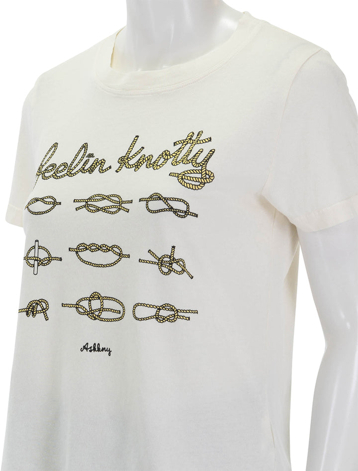 Close-up view of ASKK NY's classic tee in knotty.