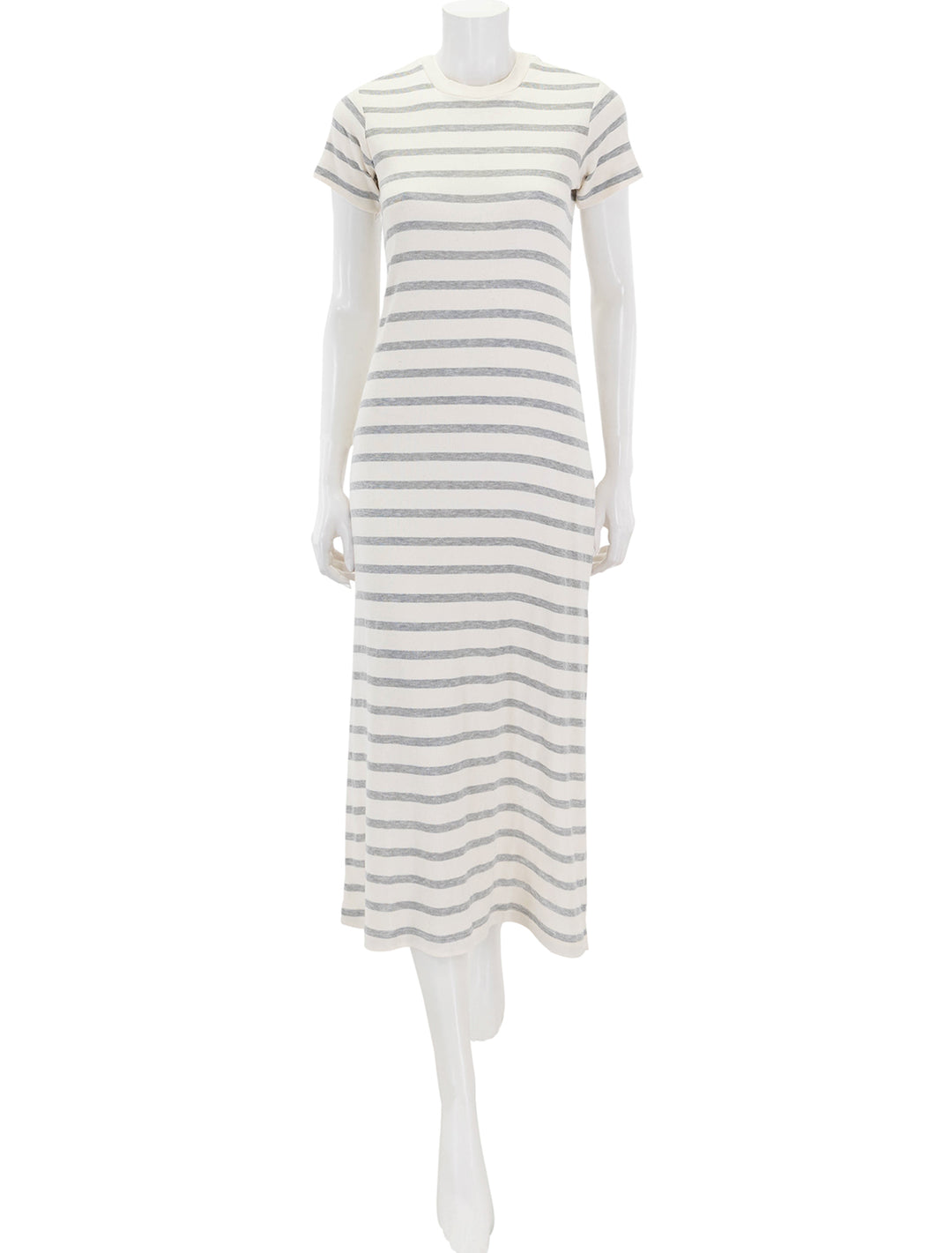 Front view of Citizens of Humanity's goldie dress in campanula stripe.