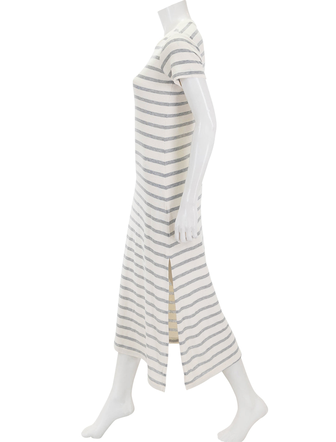 Side view of Citizens of Humanity's goldie dress in campanula stripe.