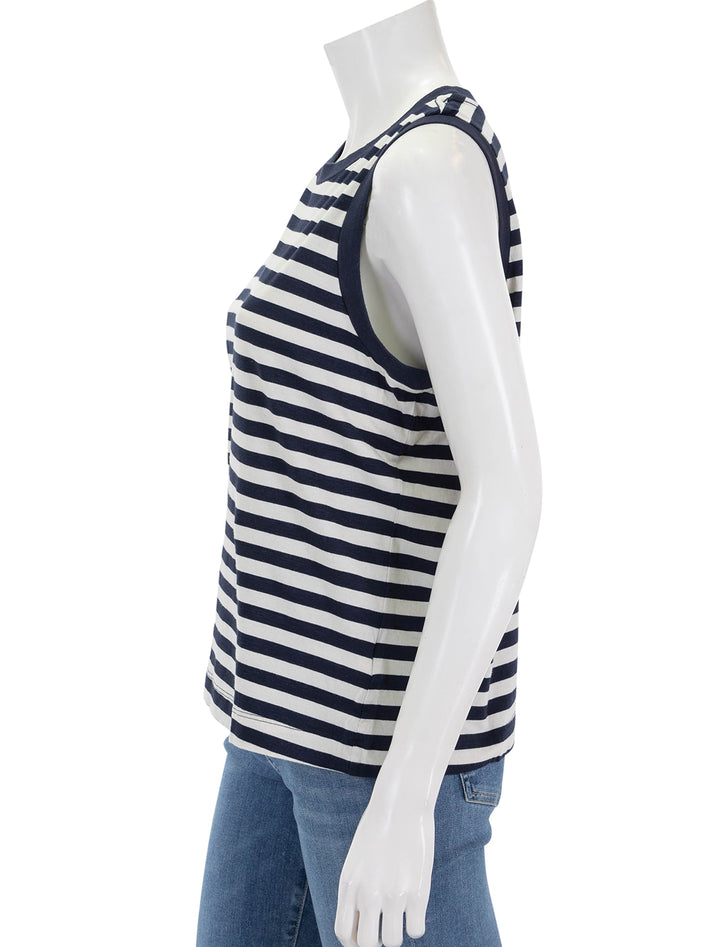 Side view of Citizens of Humanity's jessie modern muscle tee in eclipse stripe.