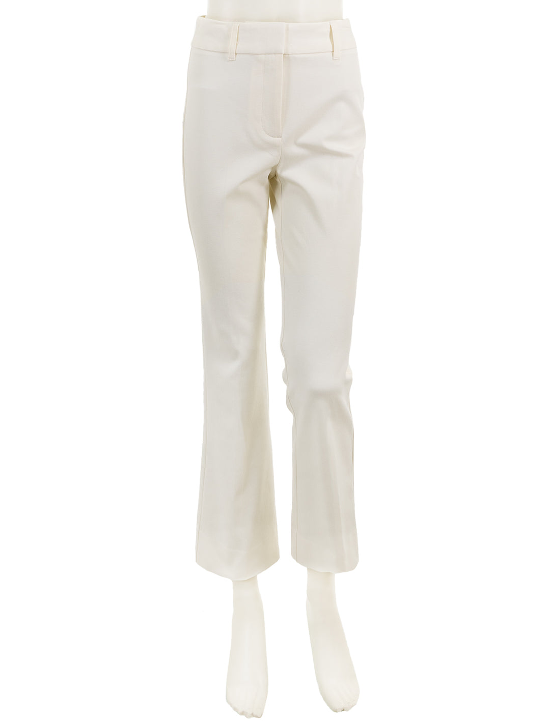 Front view of Derek Lam 10 Crosby's crosby cropped flare trousers in white.