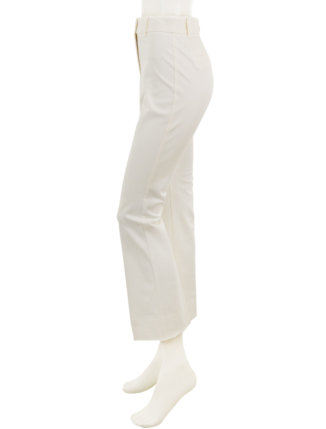 Side view of Derek Lam 10 Crosby's crosby cropped flare trousers in white.