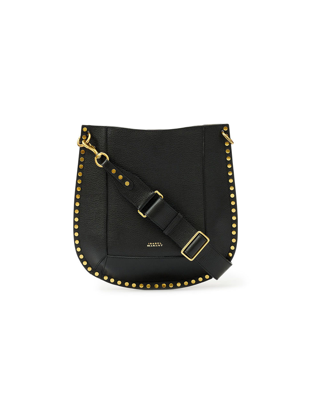 Front view of Isabel Marant Etoile's oksan grained leather shoulder bag in black.