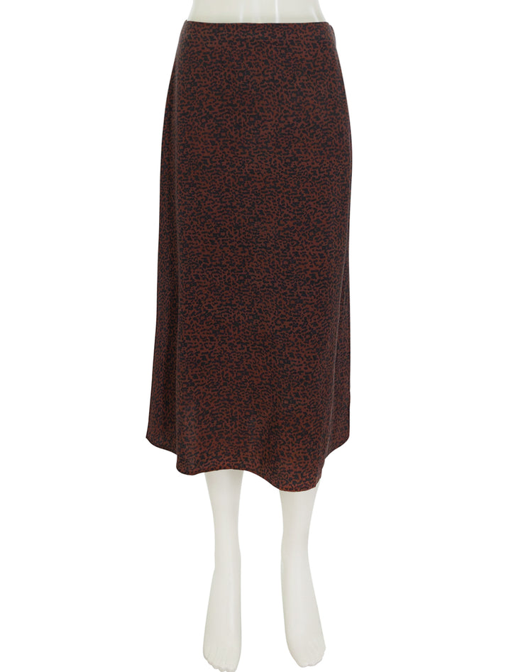 Front view of Marine Layer's ryan slip skirt in dark cheetah.