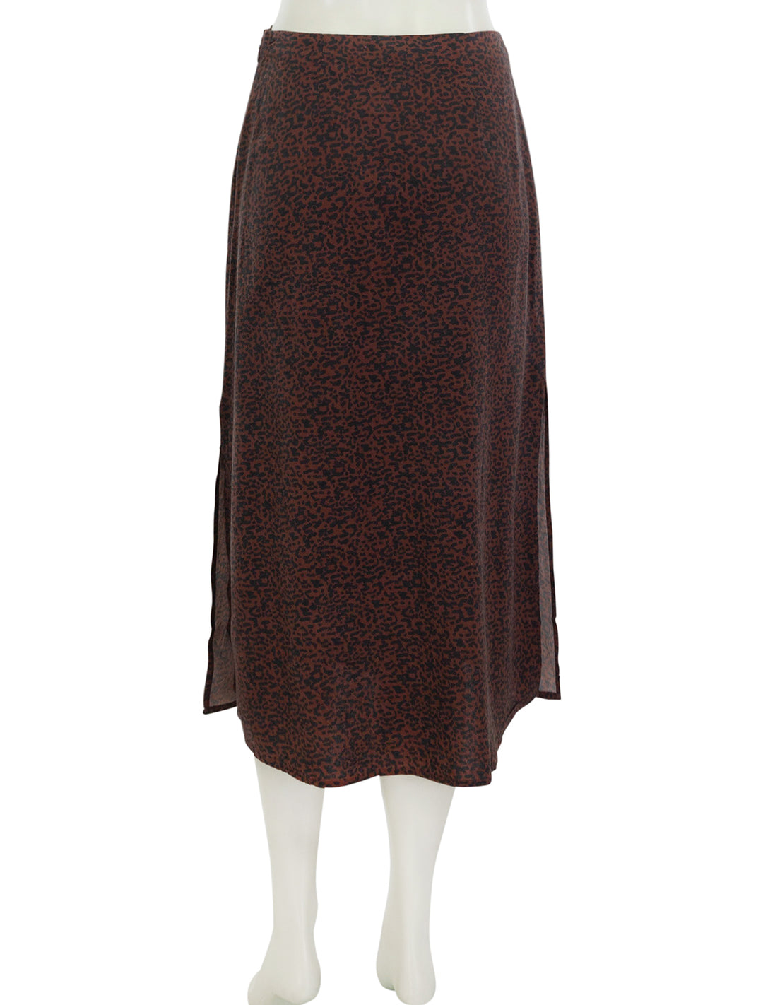 Back view of Marine Layer's ryan slip skirt in dark cheetah.