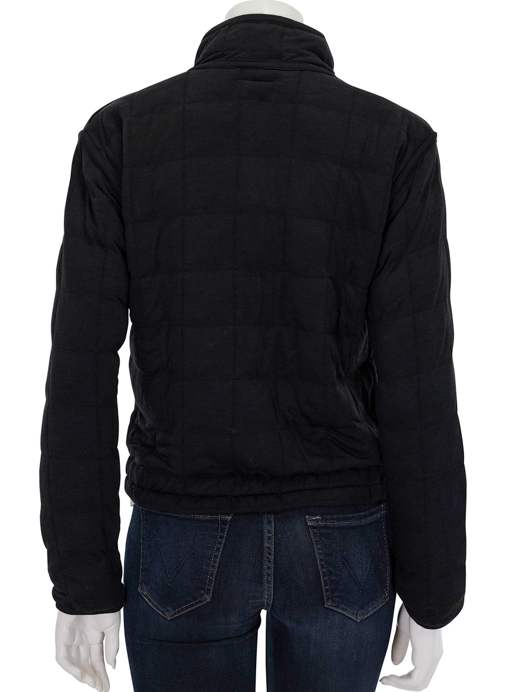 Back view of Marine Layer's corbet slouchy bomber in black.