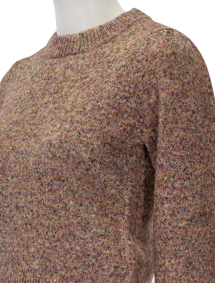 Close-up view of Marine Layer's alma puff sleeve sweater in warm marl.