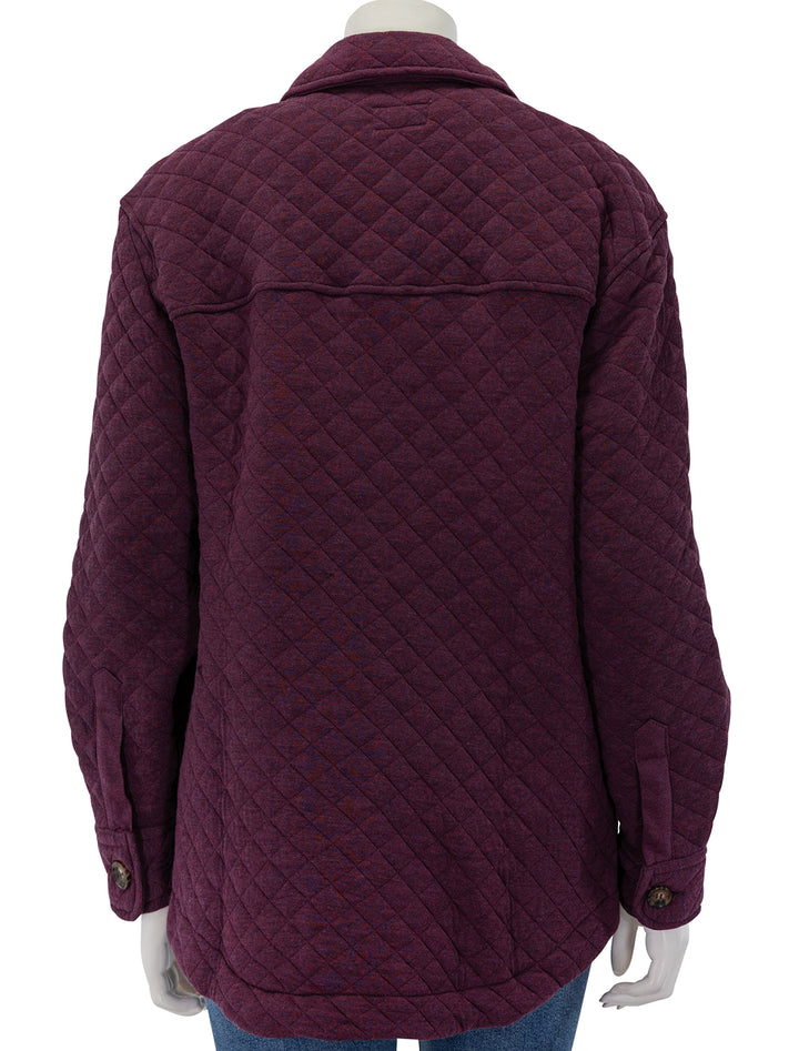 Back view of Marine Layer's corbet shirt jacket in plum perfect.