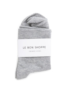 Overhead view of Le Bon Shoppe's sneaker socks in heather grey.