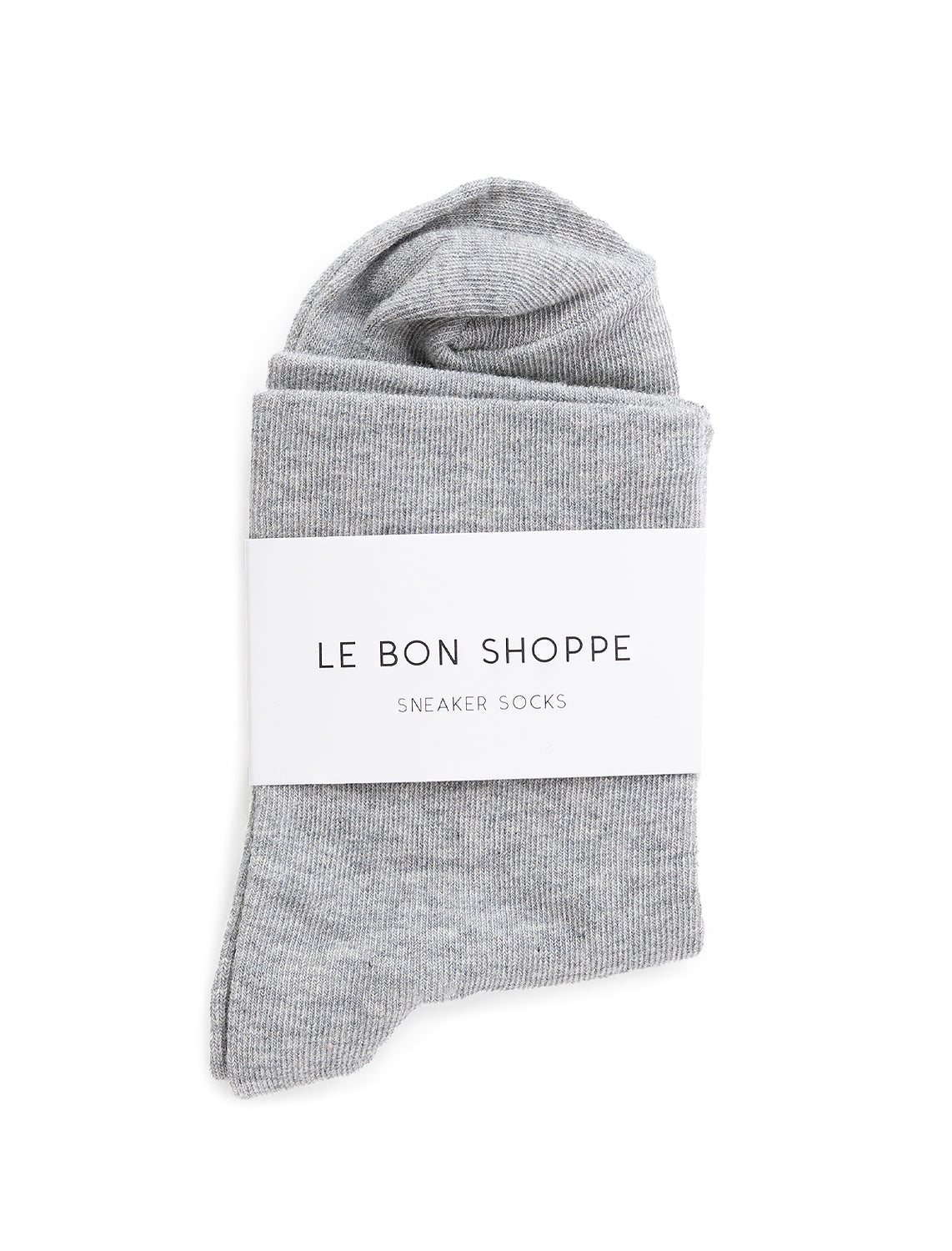 Overhead view of Le Bon Shoppe's sneaker socks in heather grey.