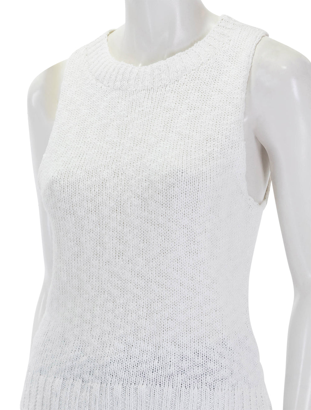 Close-up view of Stateside's cotton linen tank in white.