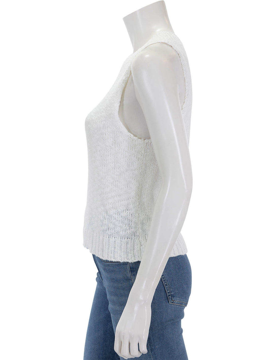 Side view of Stateside's cotton linen tank in white.