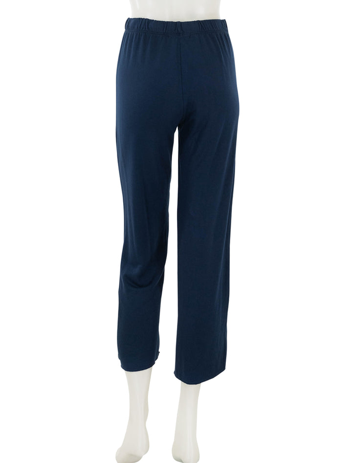 Back view of Stateside's softest fleece cropped pant in navy.