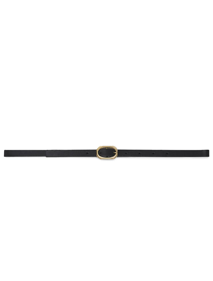 Front view of Anine Bing's mini signature belt in black.