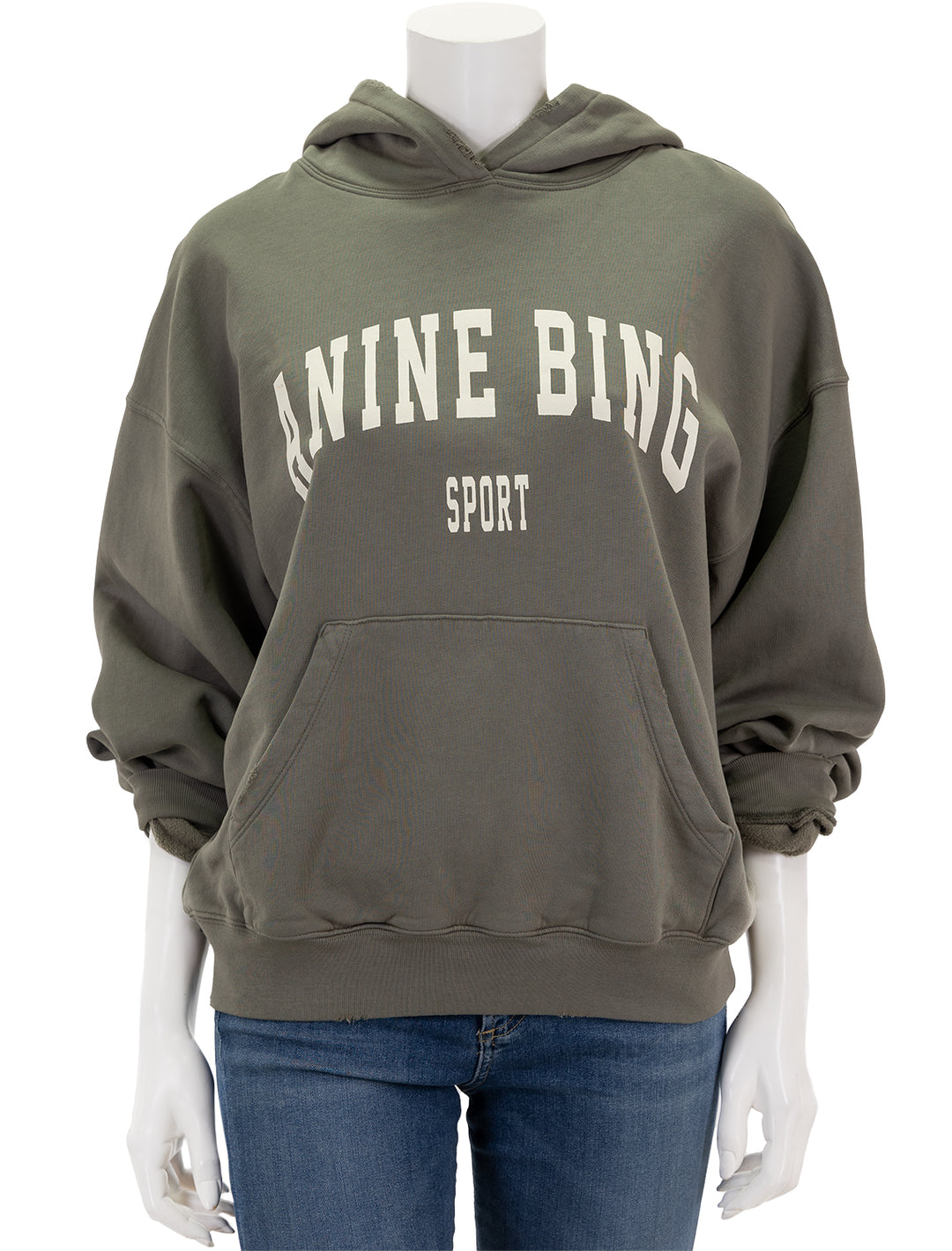Front view of Anine Bing's harvey sweatshirt in dusty olive.