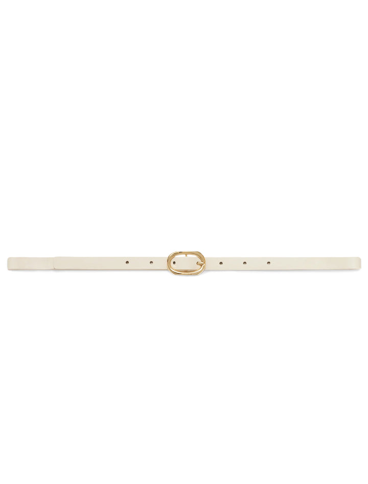 Front view of Anine Bing's mini signature belt in ivory.