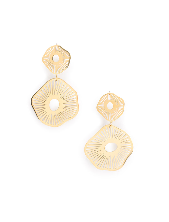 Front view of St. Armands' gold anemone statement earring.