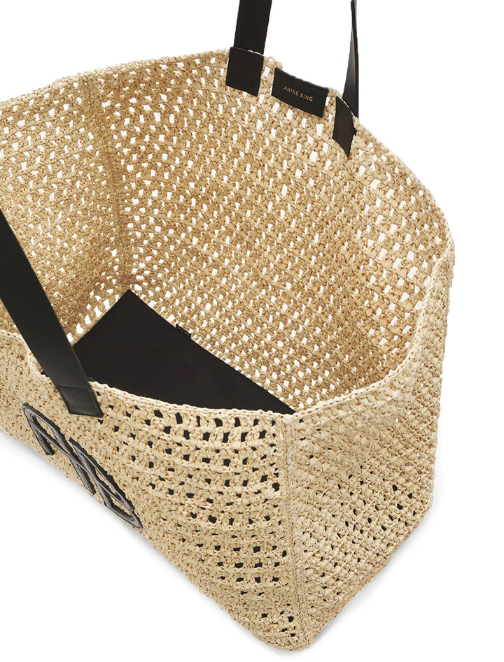 Overhead view of Anine Bing's large rio tote in natural.