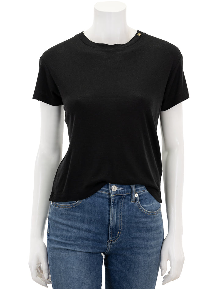 Front view of Anine Bing's amani tee in black.